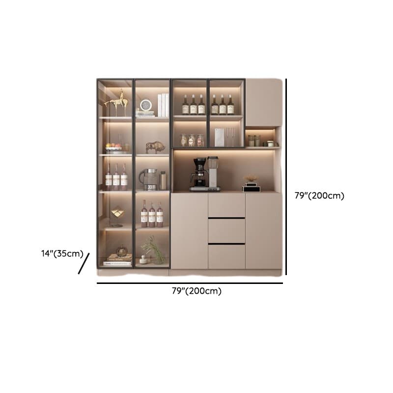 Wide/Standard/Narrow Modern Timber 3 Drawers 2 Shelves/3 Shelves/1 Shelf Glass Doors Pantry Hutch Sideboard thumbnail 44