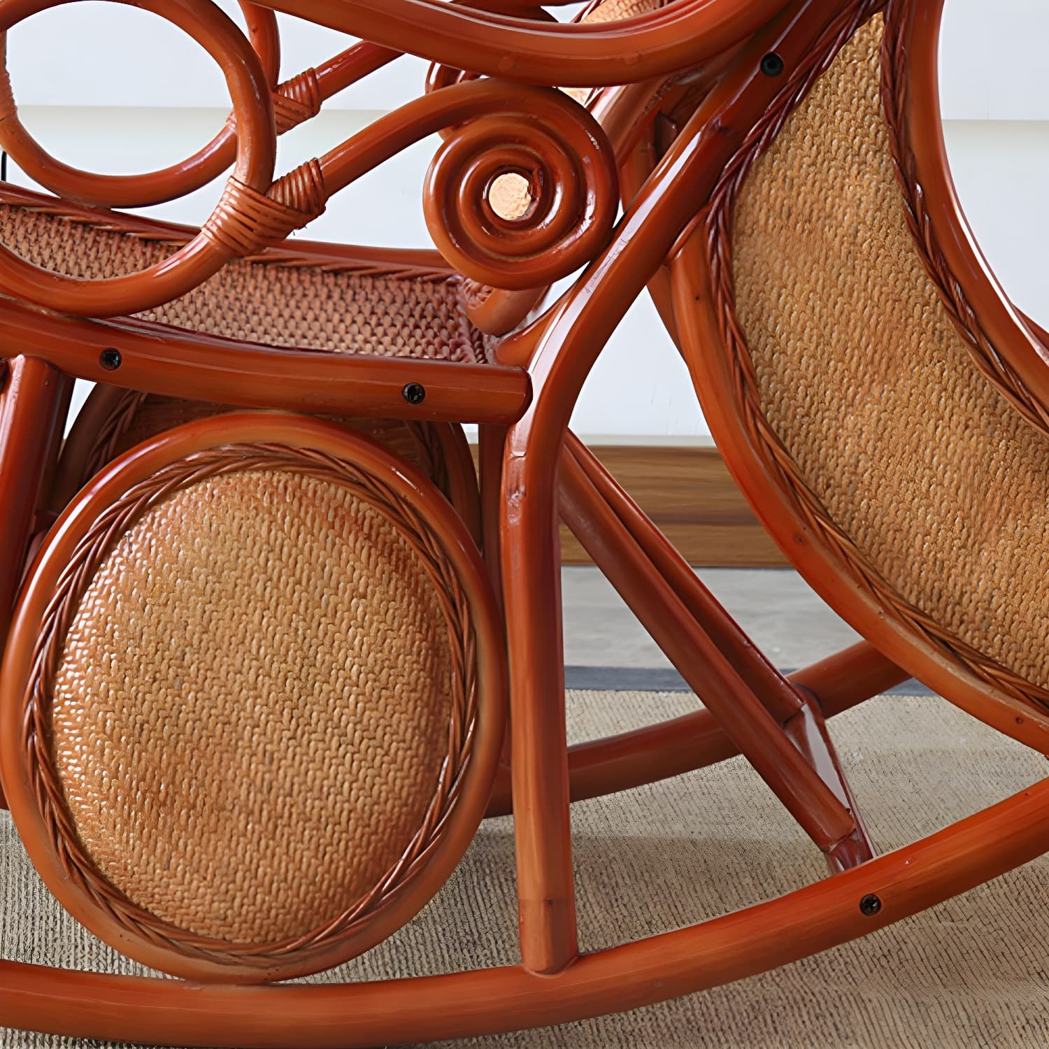 Traditional Spindle Rocking Accent Chair Tobacco Finish Rocker Chair Reclining thumbnail 14