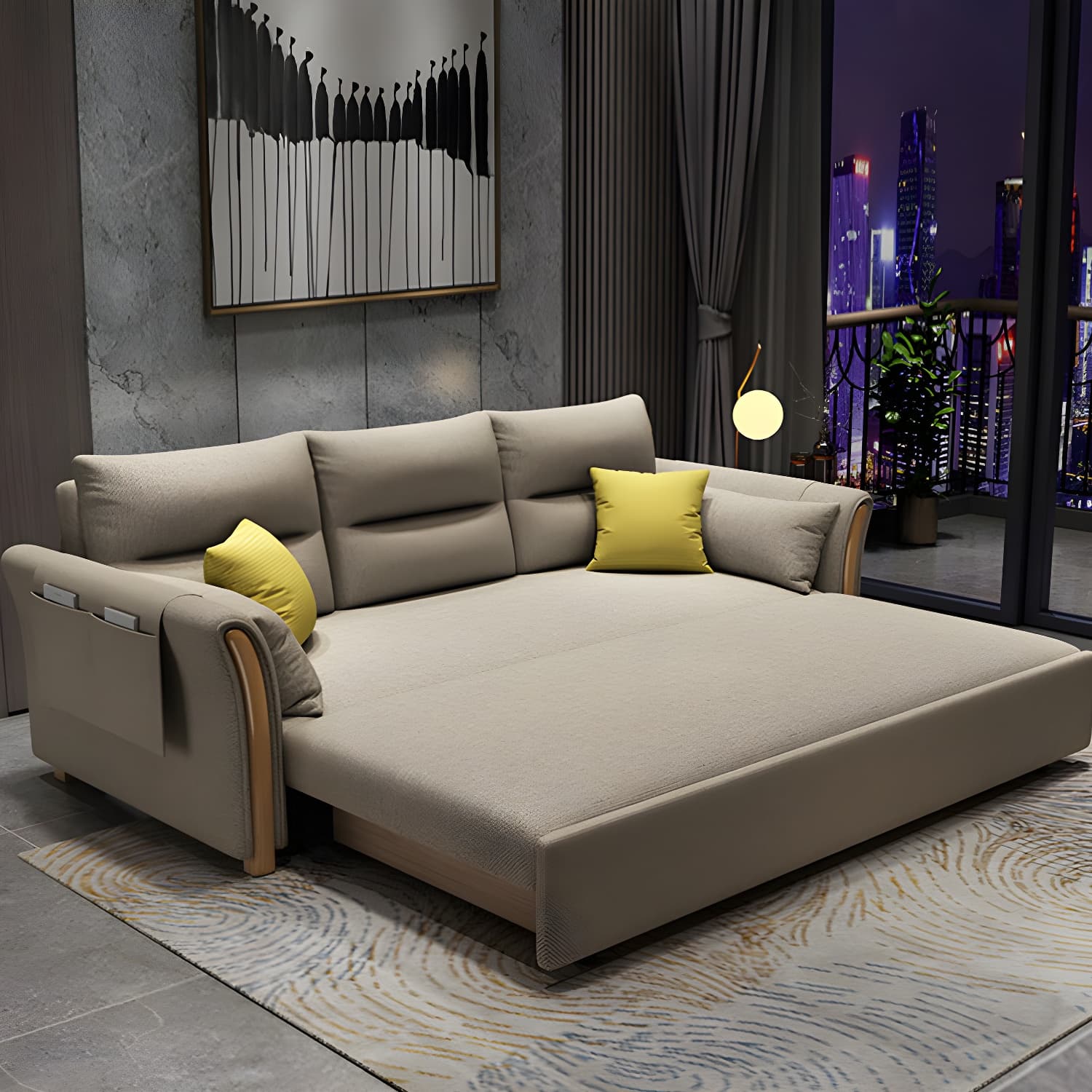 Fabric Sofa Bed Settee Furniture Flared Arm Latex Filled Sofa thumbnail 10