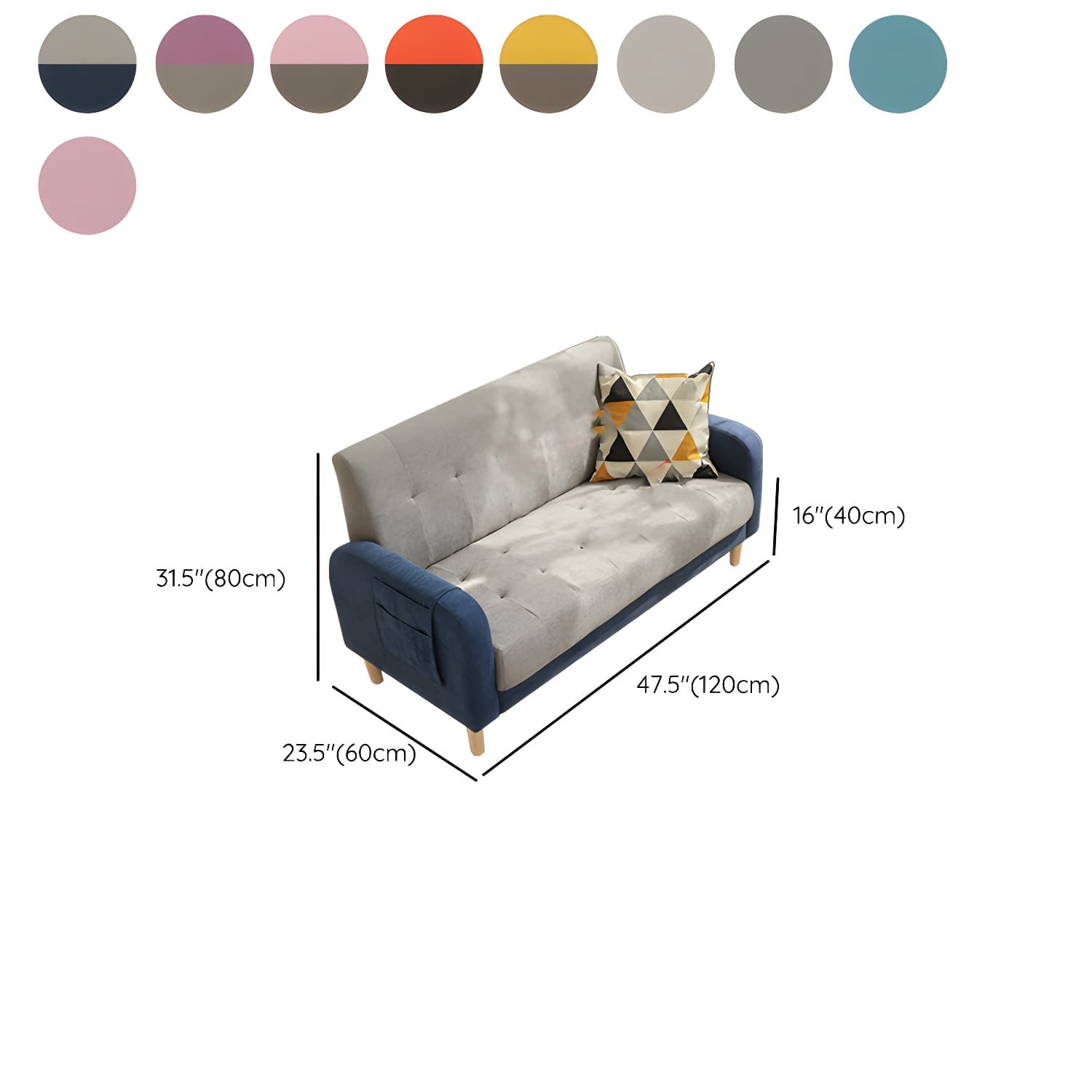 Tufted Fabric Sofa with Four Wooden Legs Square Tufted Sofa for Bonus Room thumbnail 27