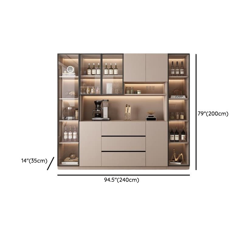 Wide/Standard/Narrow Modern Timber 3 Drawers 2 Shelves/3 Shelves/1 Shelf Glass Doors Pantry Hutch Sideboard thumbnail 37