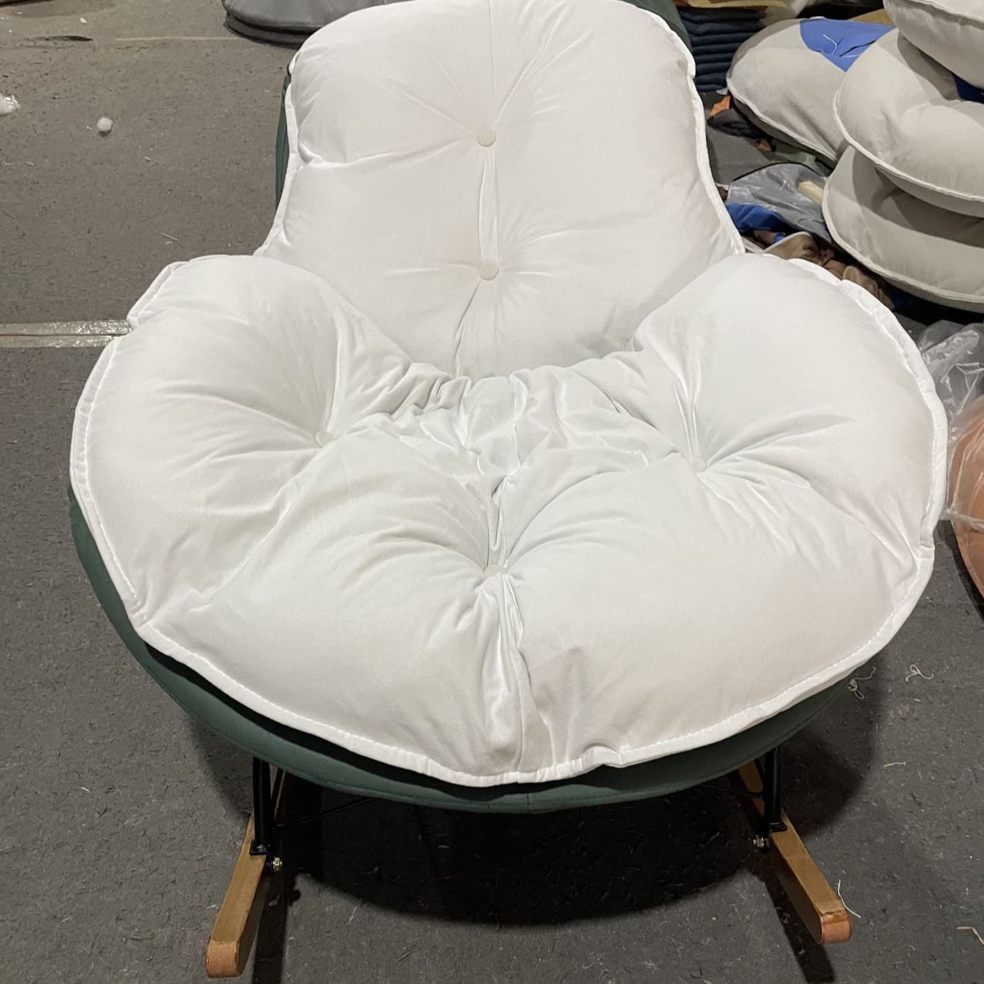 Modern Butter Color/Grey/Auburn Upholstered Padded Rocking Seat with Flared Arm, Scratch-repellent thumbnail 8