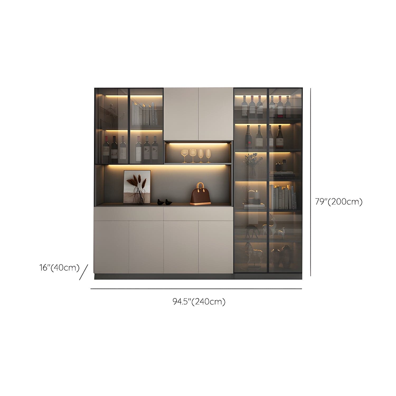 Accent Cabinet Rectangle Contemporary Glass Wood with Shelves thumbnail 18