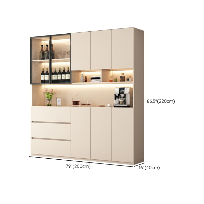 Off-White Contemporary Wood Buffet Sideboard with Cabinets and Shelves thumbnail 21