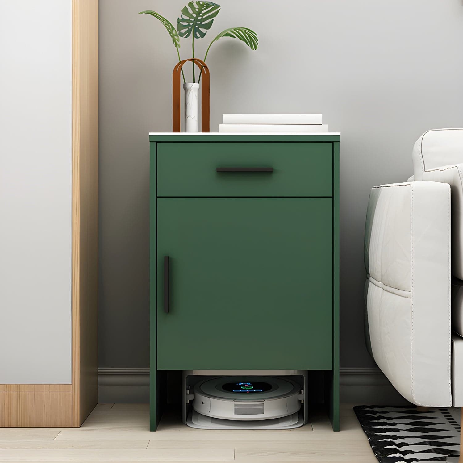 Modern Stone Top Accent Cabinet with Drawer Storage Cabinet 18.9" Long thumbnail 3