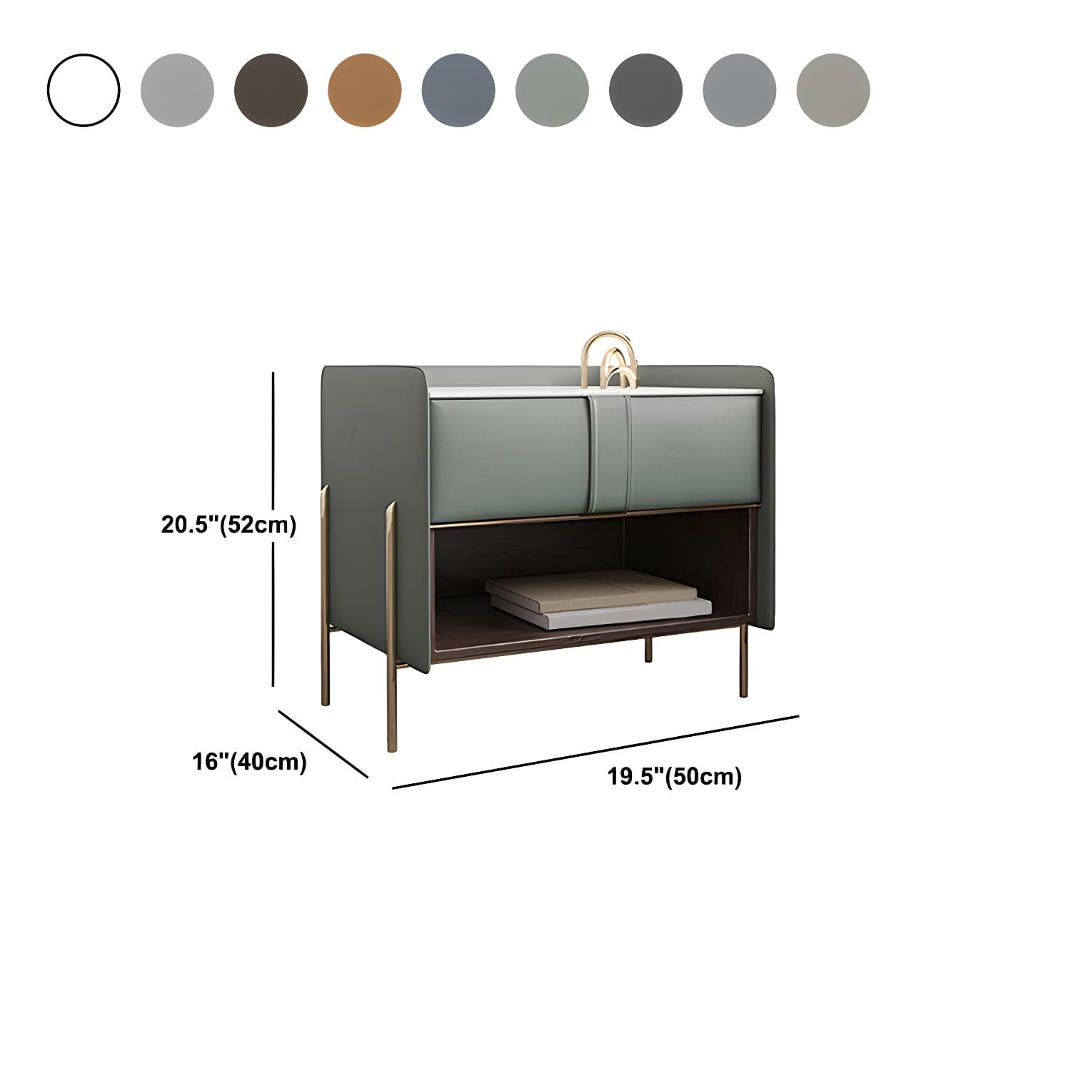 1-Drawer 1-Shelf Accent Table Nightstand 20.47" Tall Stone Nightstand thumbnail 15