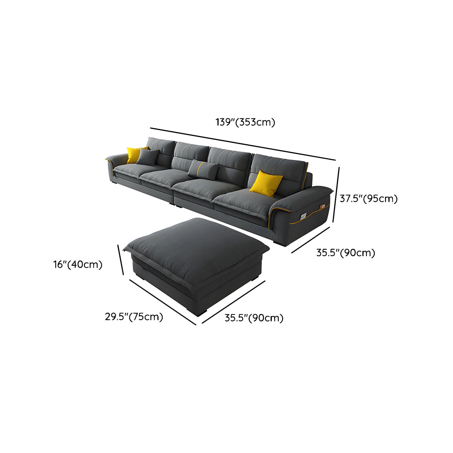 Modern Gray Cotton and Linen Sectional Sofa with Wood Frame and Storage Included thumbnail 19