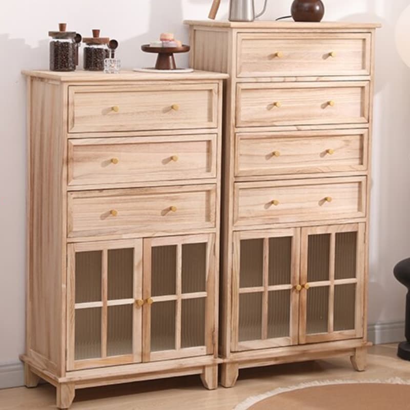 Rectangular Damp-proof Accent Cabinet with Storage Drawer, Closet, Glazed Door, Cabinet Knobs in Chalk/Brown/Wood Color thumbnail 8