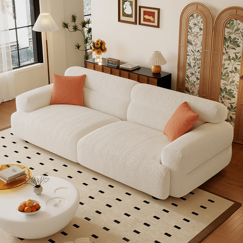 Modern Solid Color Tear Resistant Standard Sofa in Light Gray/White/Citrus Color with 4-seater/Seats 5/3-seater and 2 Pillows thumbnail 4