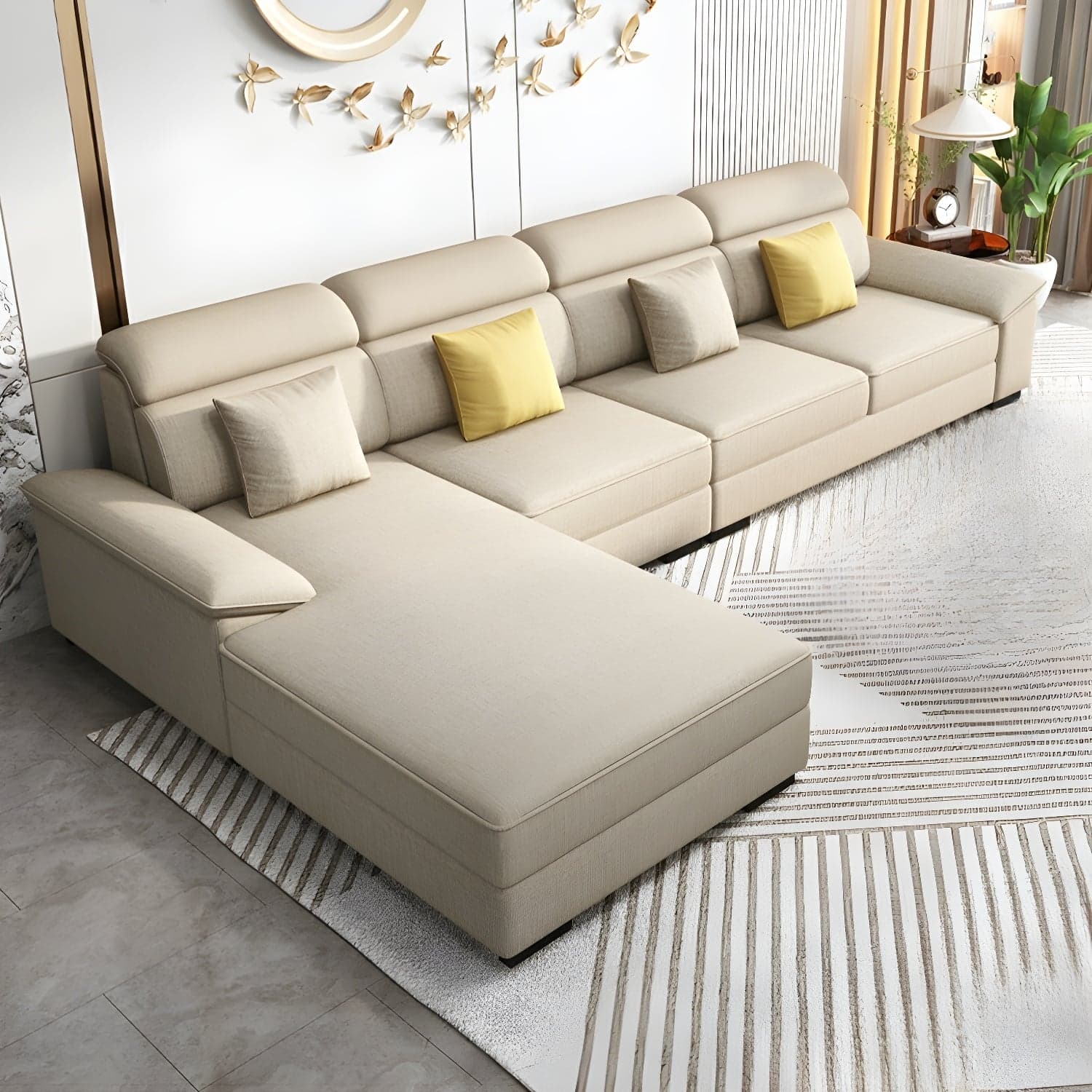 Modernism Pillow Top Arm Sectional with Chaise for Living Room thumbnail 7