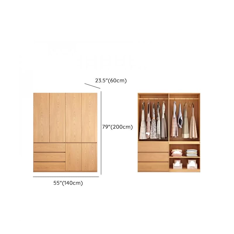 Natural Finish Unfixed Almirah Manufactured Wood Soft Close Drawer Soft Close Door Hinged thumbnail 12