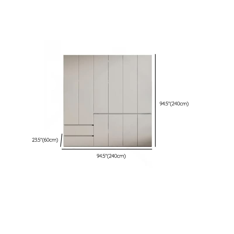 Cream Trendy Reclaimed Wood Wardrobe Armoire with Soft Close Drawer, Soft Close Door, Interior Shelves, and Clothing Rod thumbnail 62