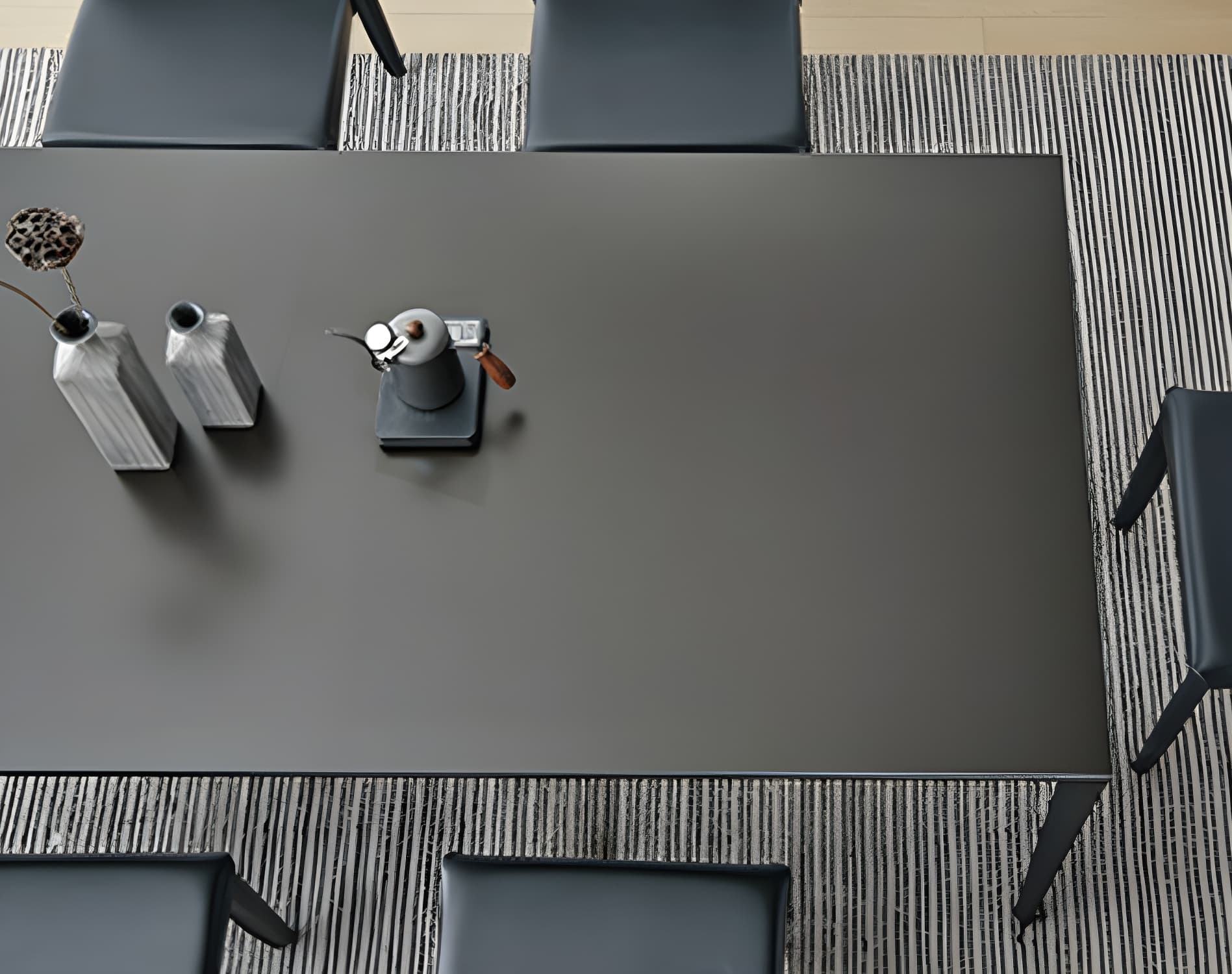 Elegant Industrial Style Dining Set in Black - 7 Piece with Metal Material thumbnail 7