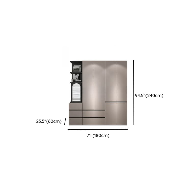 Sand Minimalist Laminate Cabinet Armoire with Soft Close Drawer, Soft Close Door, Interior Shelves, and Clothing Rod thumbnail 19