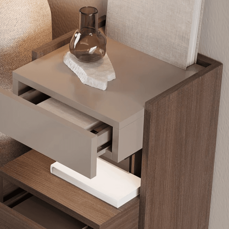 Organic Modern Nightstand With Drawer Organization Featuring 2 Shelves and Particle Board Wood Countertop thumbnail 8