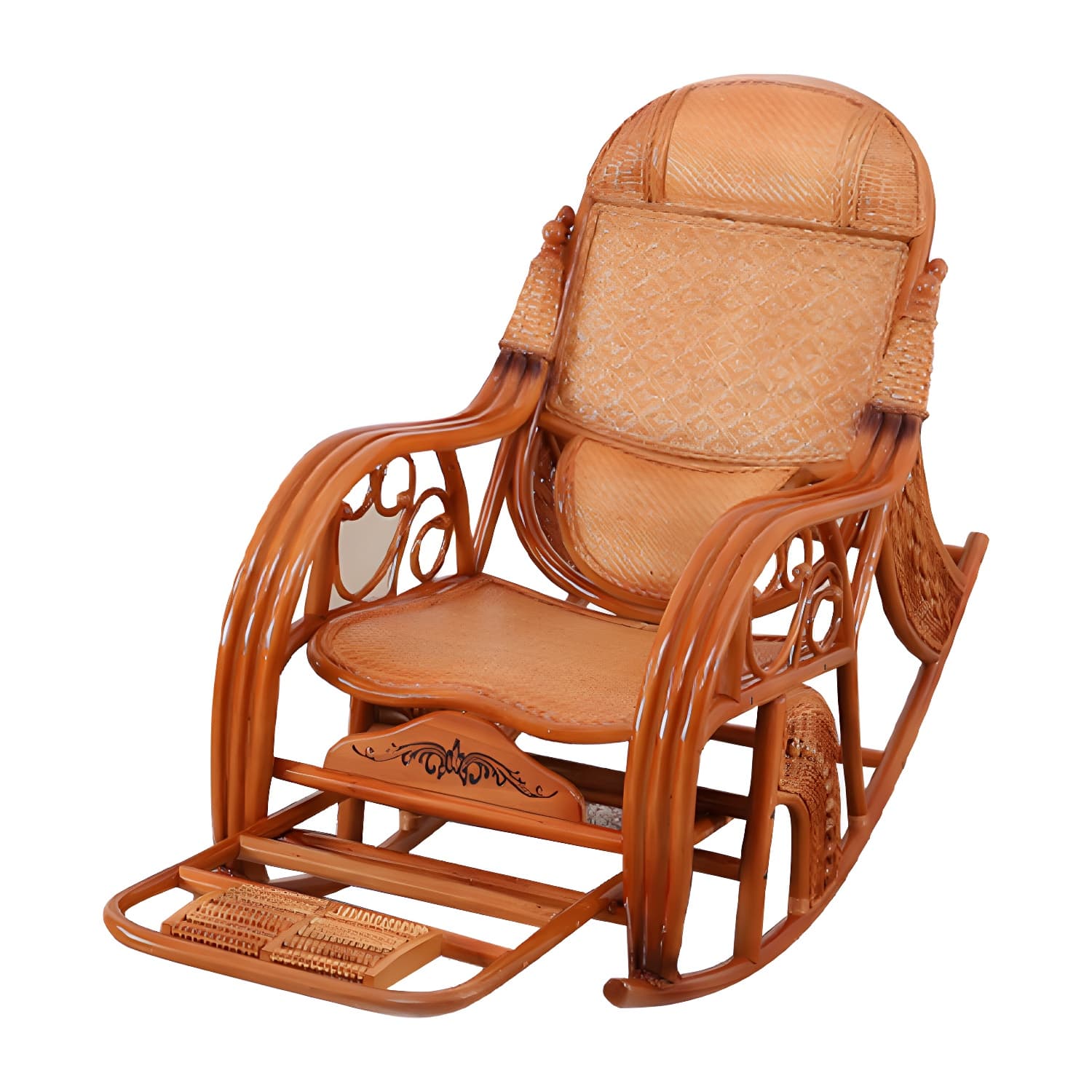 Traditional Spindle Rocking Chair Tobacco Finish with Pillow Rocker Chair Wicker thumbnail 11