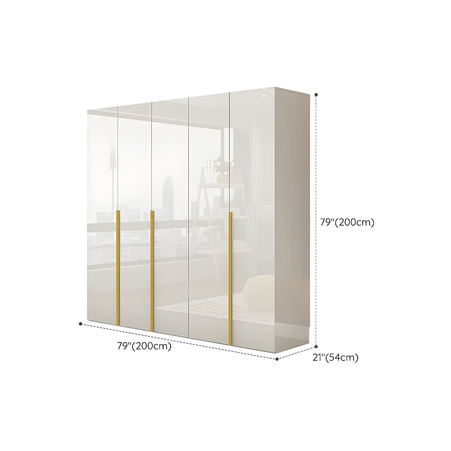 White Modern Style Wardrobe Cabinet Engineered Wood with Garment Rod thumbnail 17
