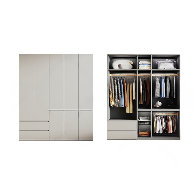 Cream Trendy Reclaimed Wood Wardrobe Armoire with Soft Close Drawer, Soft Close Door, Interior Shelves, and Clothing Rod thumbnail 28