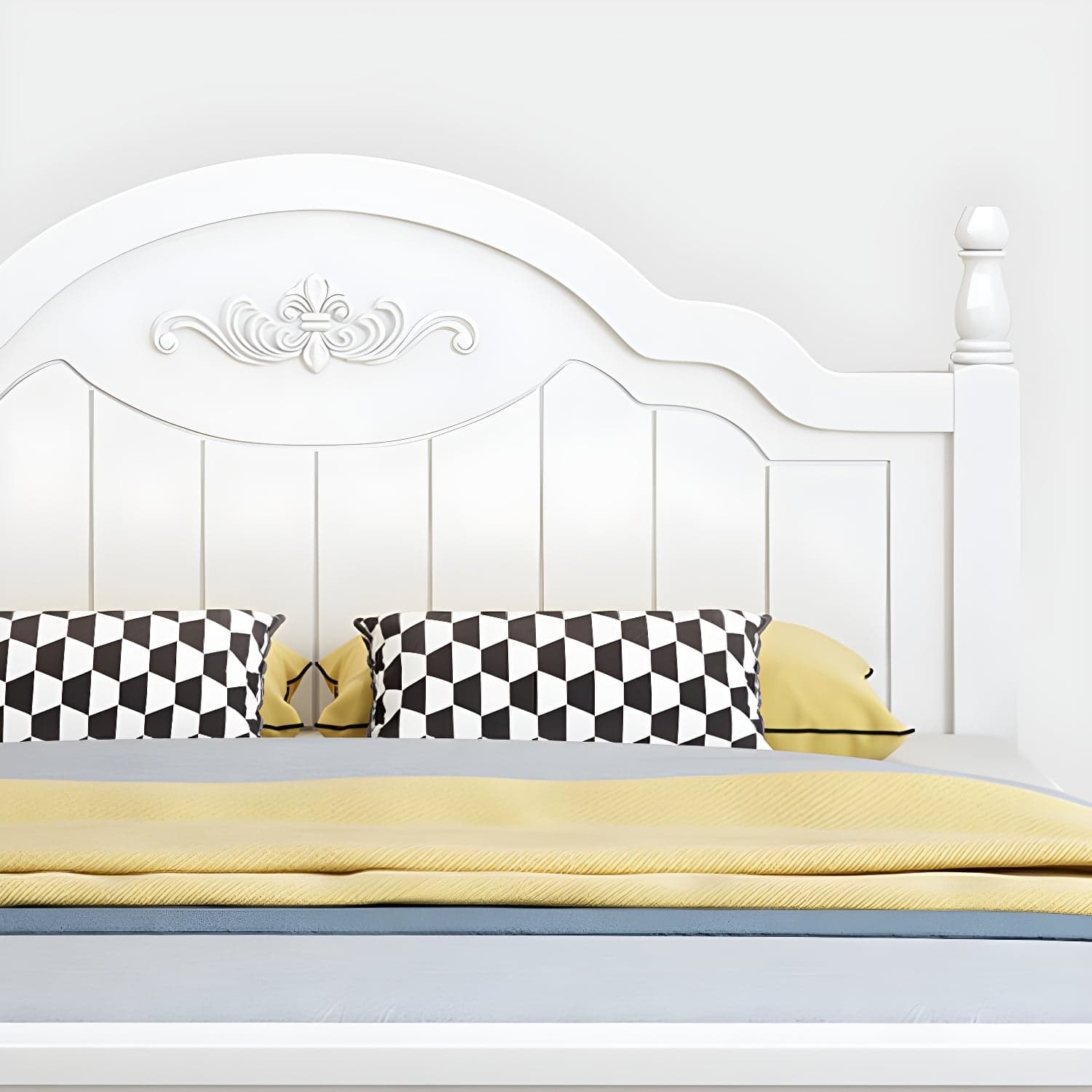 Modern Solid Color Wooden Freestanding Bed Frame with Headboard thumbnail 7
