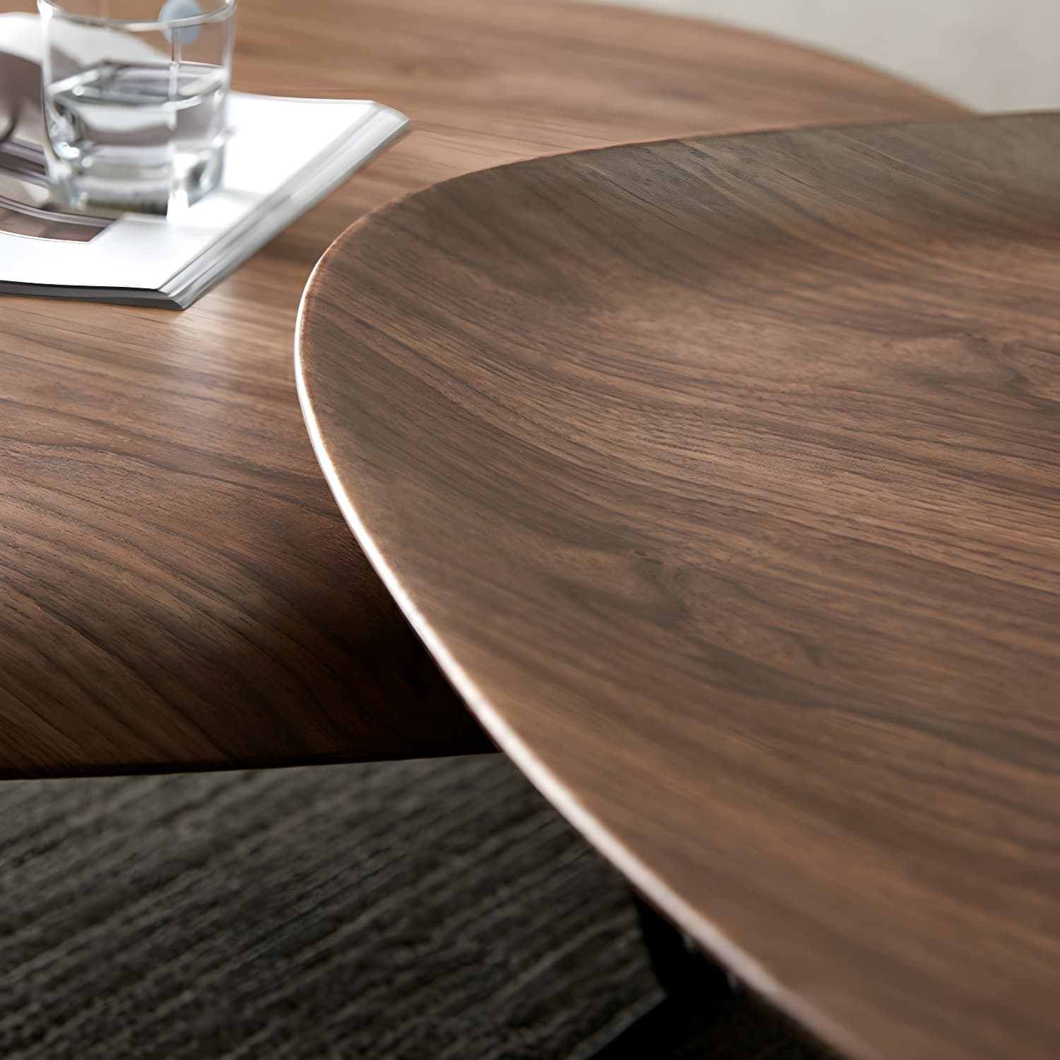 Modern Free Form Wood Coffee Table with Black Metal Frame - Storage Not Included thumbnail 9