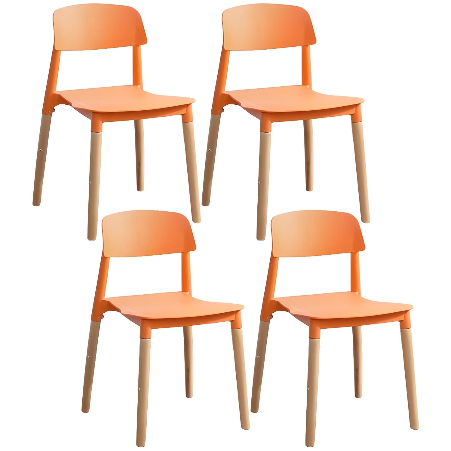Scandinavian Home Side Chair Open Back Wood Legs Dining Room Chair Set thumbnail 5