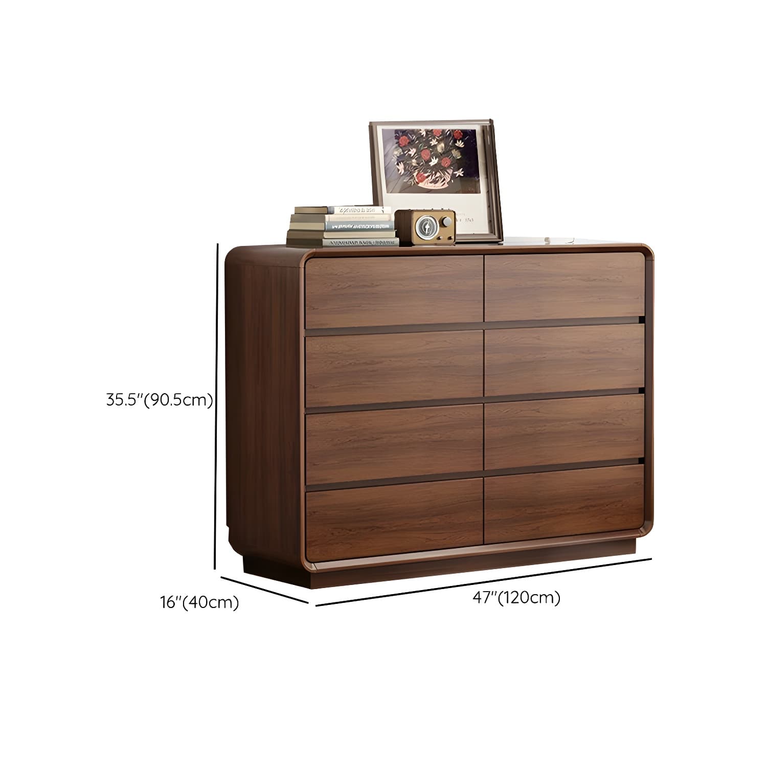 Drawers Included Rubber Wood Chest Brown Wood Grain Design for Home - image 21