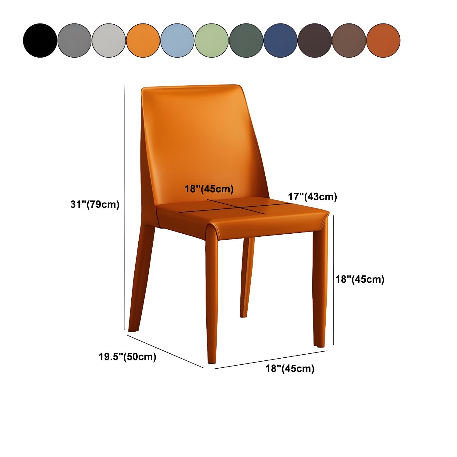 Modern Leather Dining Chair Parsons Furniture with Steel Legs in Matte Finish for Home thumbnail 27
