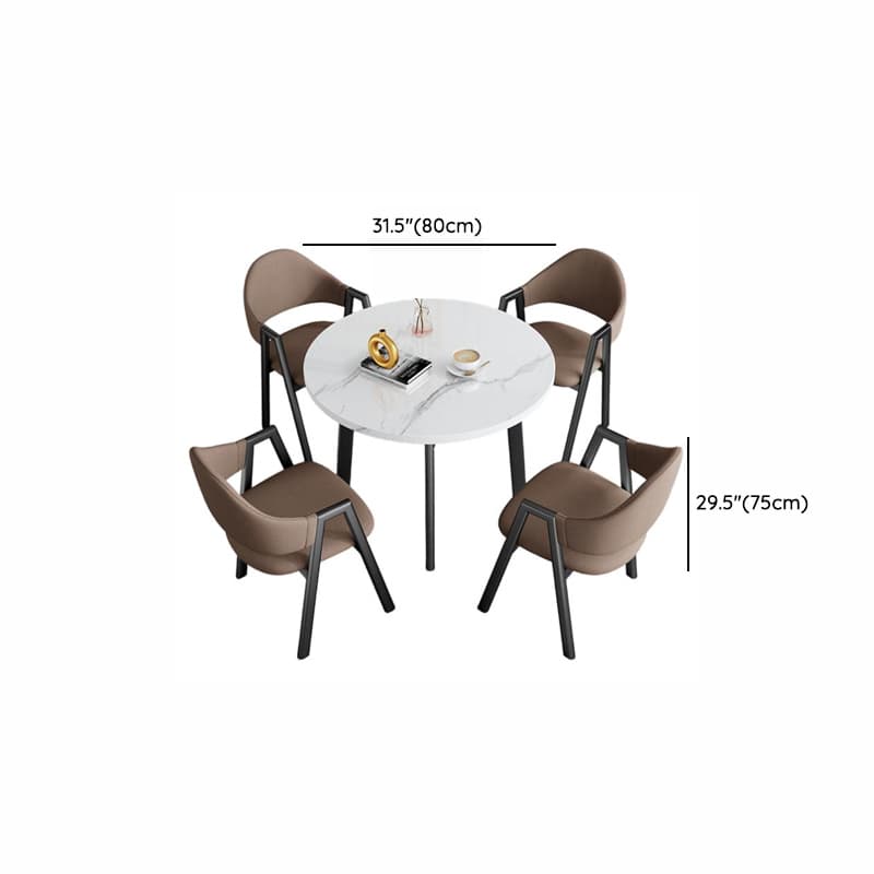 Dining Table Set with Rounded Shape and Padded Chair Back, Featuring Armrest and White Separable Table Top thumbnail 22
