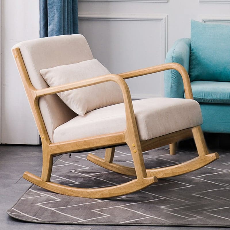 Nordic Natural Cotton Stationary Rocking Couch Chair with Back