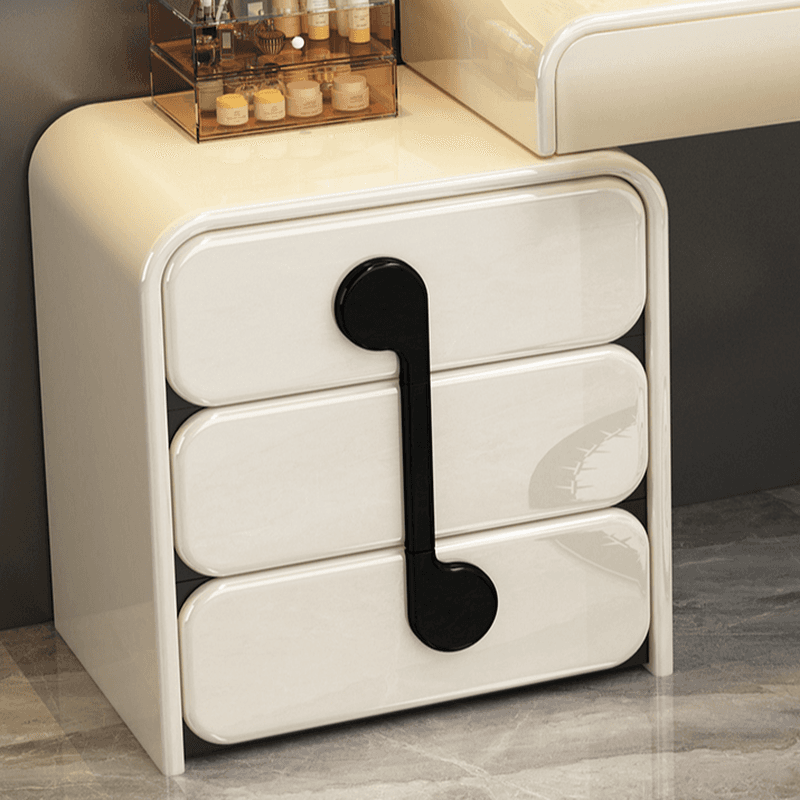 Large/Standard Vanity Set in White with 5 Drawers, Mirror Lights, Seat, Lighting, and Scalable Design thumbnail 5