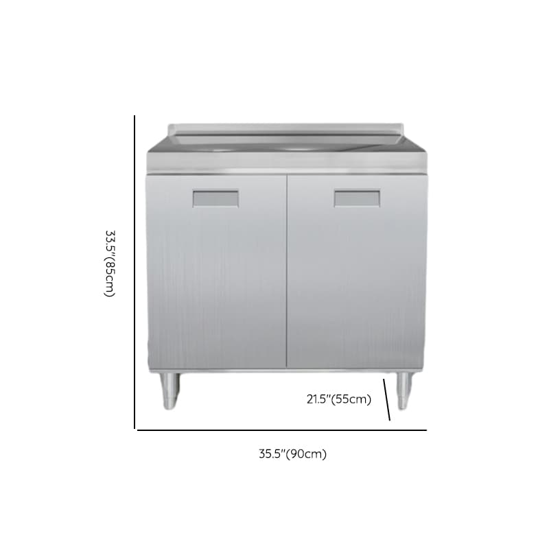Casual Chrome Sideboard with Stainless Steel Countertop thumbnail 3