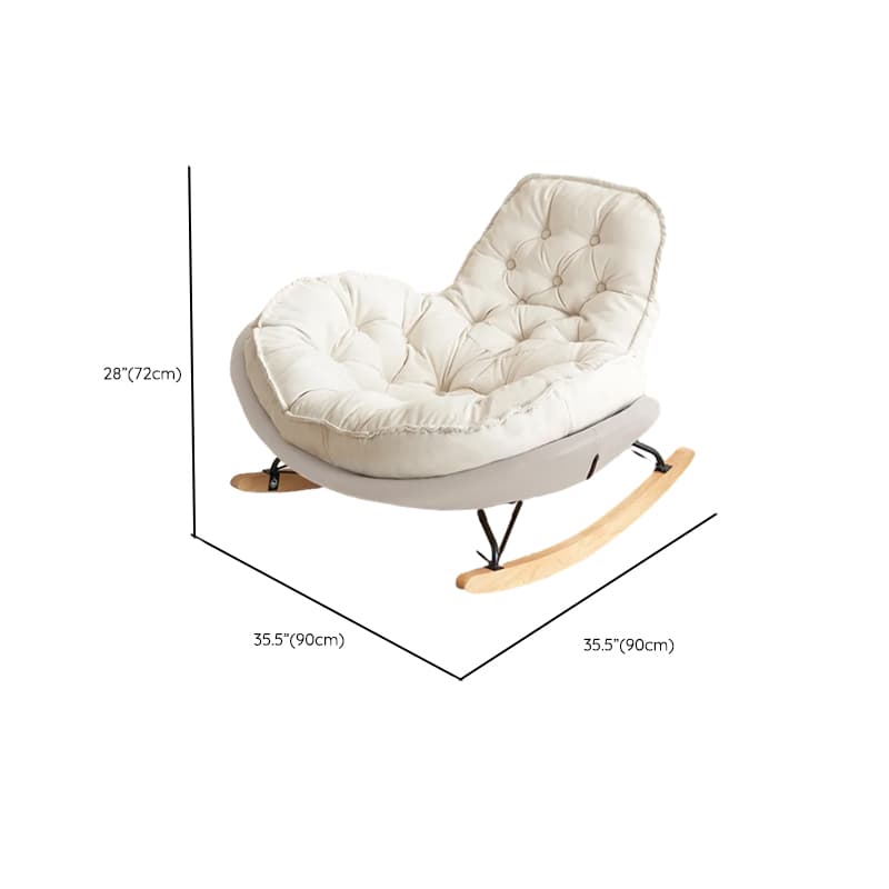 Modish Rocking Couch Chair with Spindle Back, Flannel Upholstery, Padded Design, Rear Support, and Stationary Base thumbnail 15
