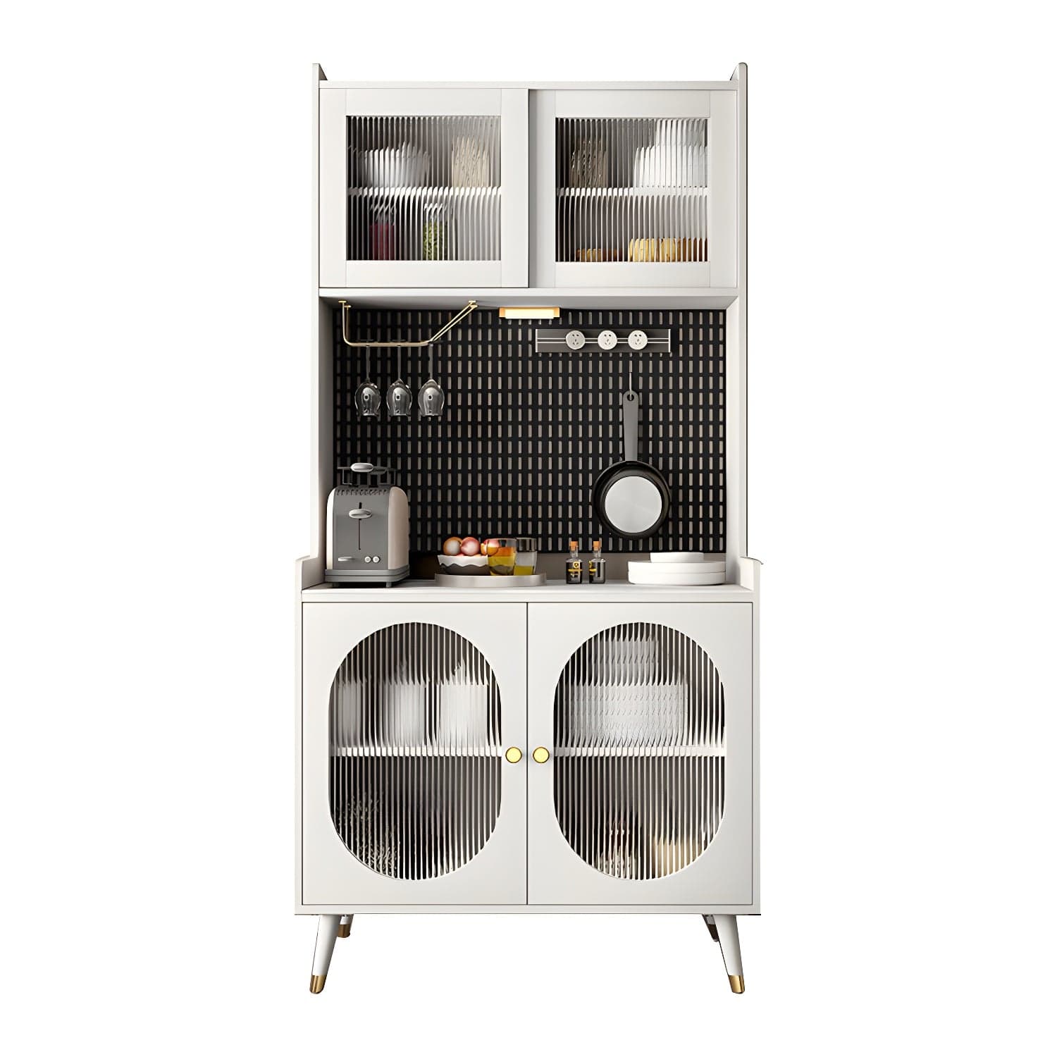 Stone Glam Sideboard Adjustable Shelves Kitchen Dining Room Sideboard - image 4