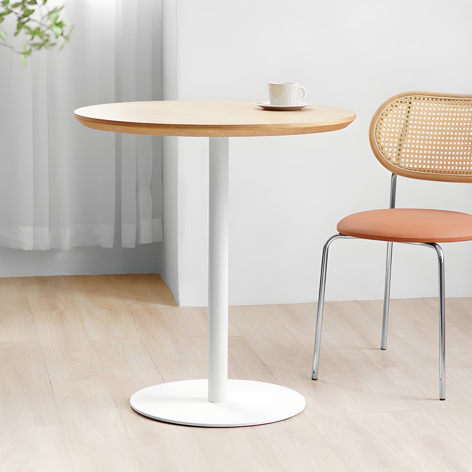 Round Tulip Base Casual Dining Table Four-Color Fixed Table with Solid Wood thumbnail 15