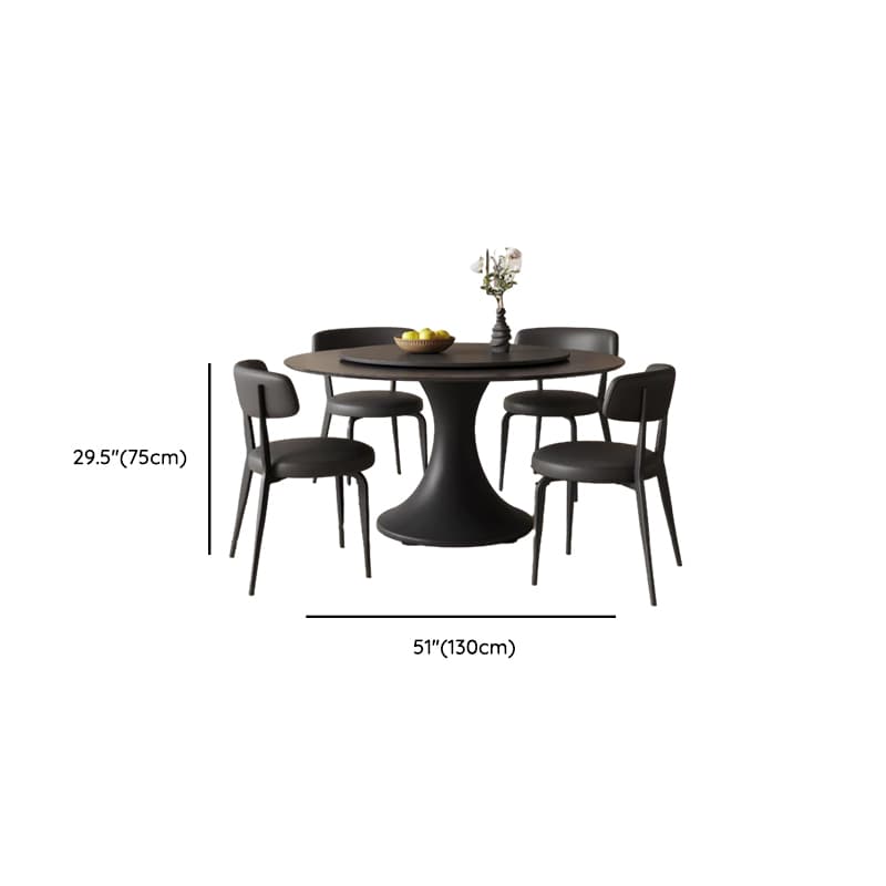 Circular Slate Dining Table Set with Stump Base, Back Seats for 6 or 4, in Espresso thumbnail 10