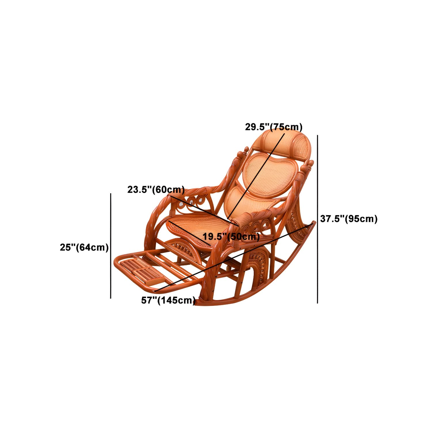 Traditional Spindle Rocking Chair Tobacco Finish with Pillow Rocker Chair Wicker thumbnail 16