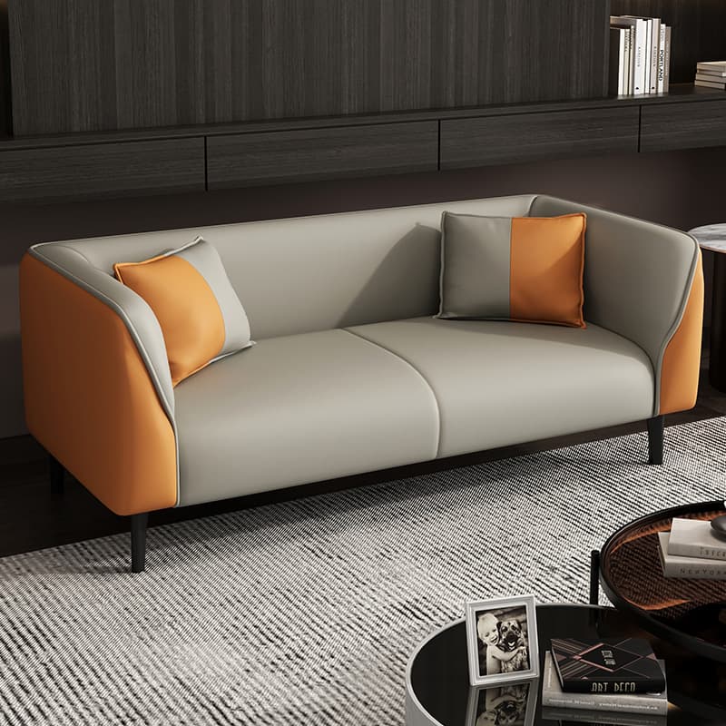 Contemporary Faux Leather Tuxedo Sofa with Water Resistant Design and Foam Seat Cushions thumbnail 6