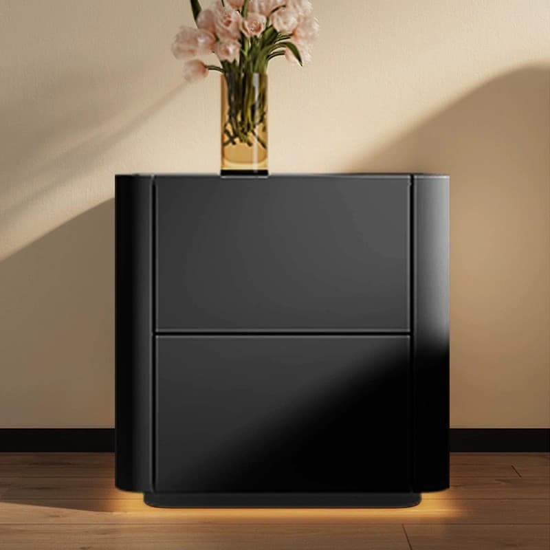 Modern Stylish Wood Nightstand Drawer Storage Petite Under 23 Inches Tall for Elegant Bedroom Decor thumbnail 4