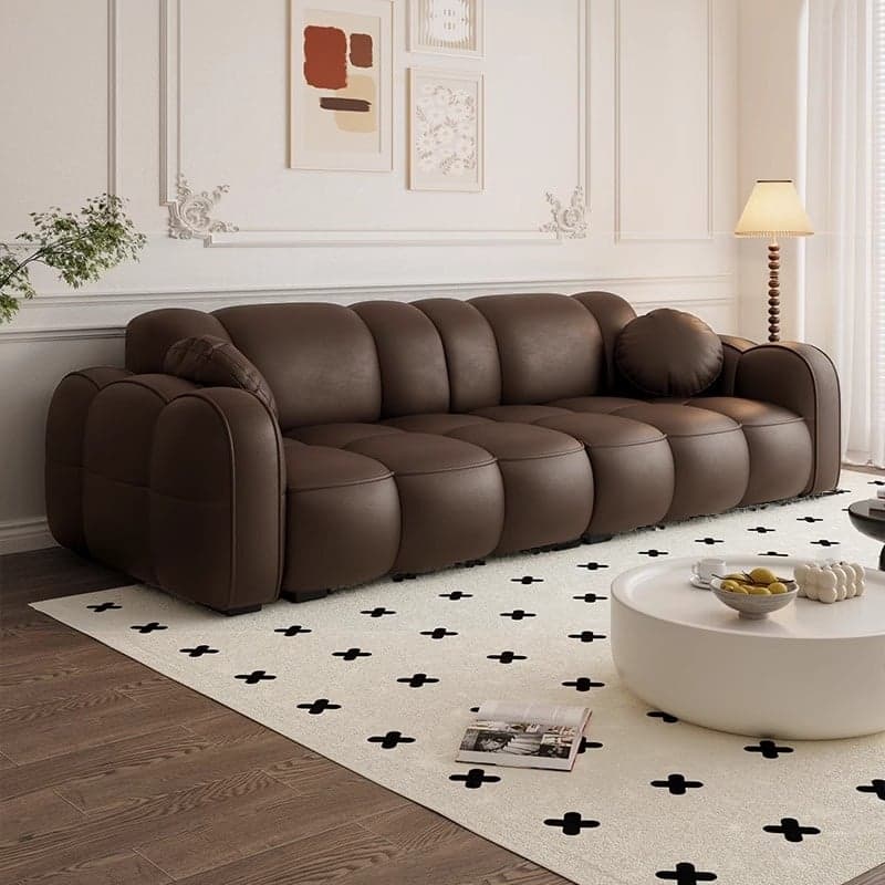 Trendy Solid Color Stain Resistant Standard Sofa in Dark Gray/Light Brown/Amber Color with Arm, 4-seater/Seats 3, and 2 Pillows thumbnail 2