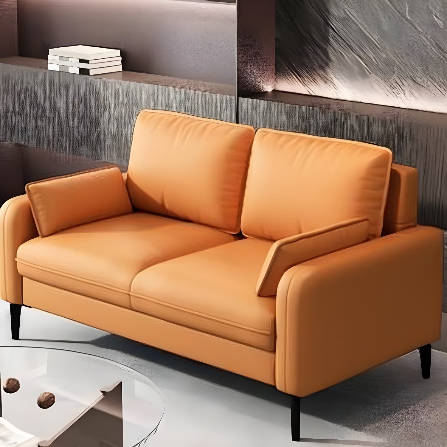 2-Seater Modern Cushioned Sofa with Bolster Pillows for Living Room thumbnail 8