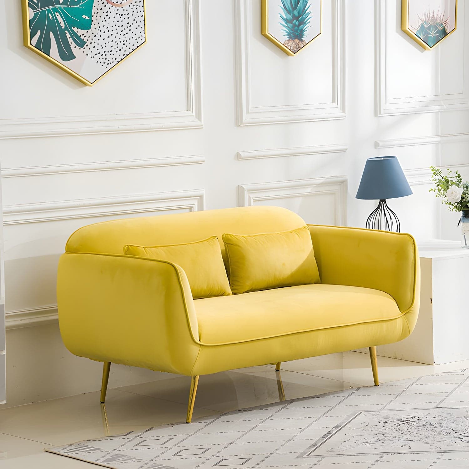 Glam Tight Back Loveseat with Flared Arm and Extra Pillows for Home and Apartment thumbnail 8