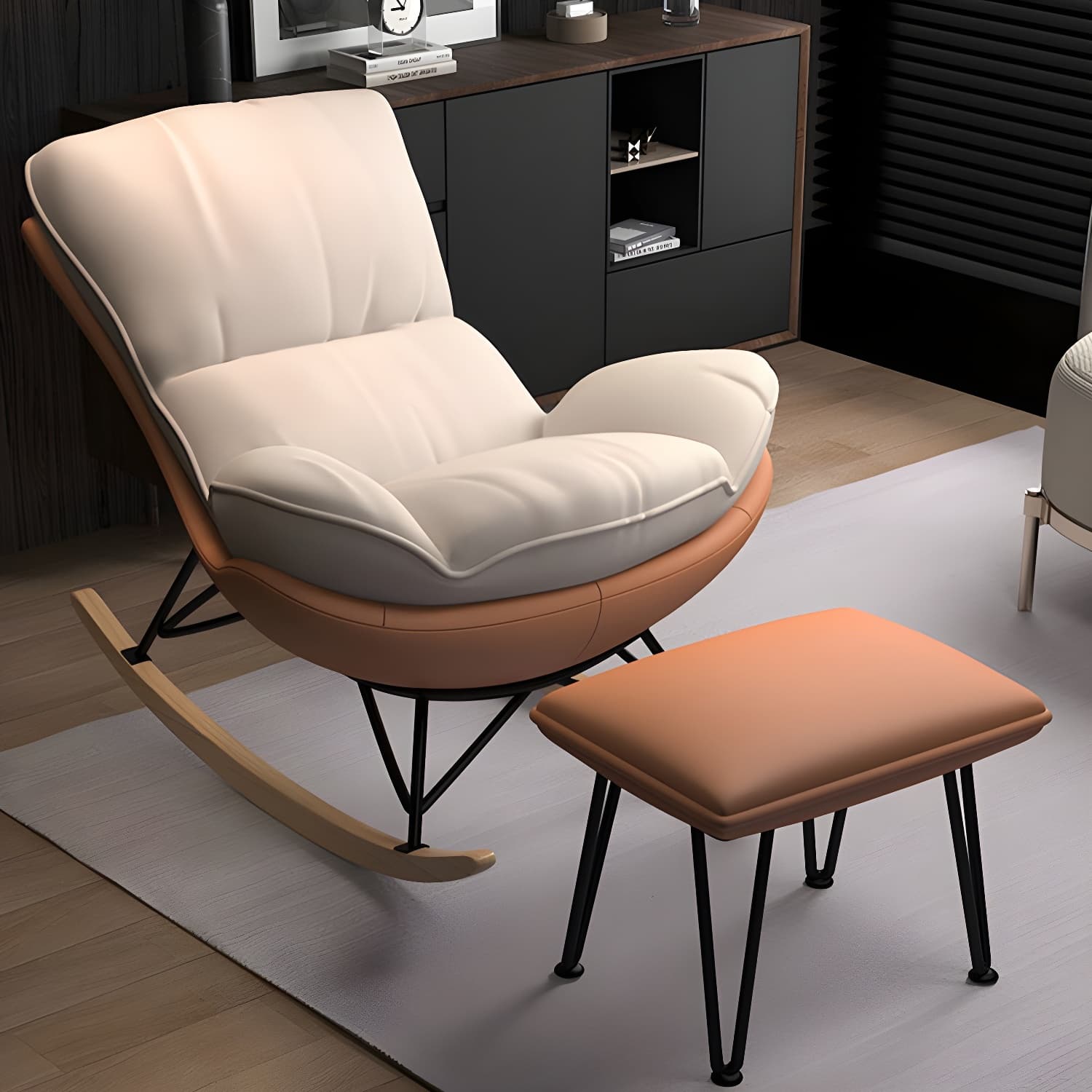 Modern Tufted Cushions Glider Spindle Children Glider with Ottoman thumbnail 22