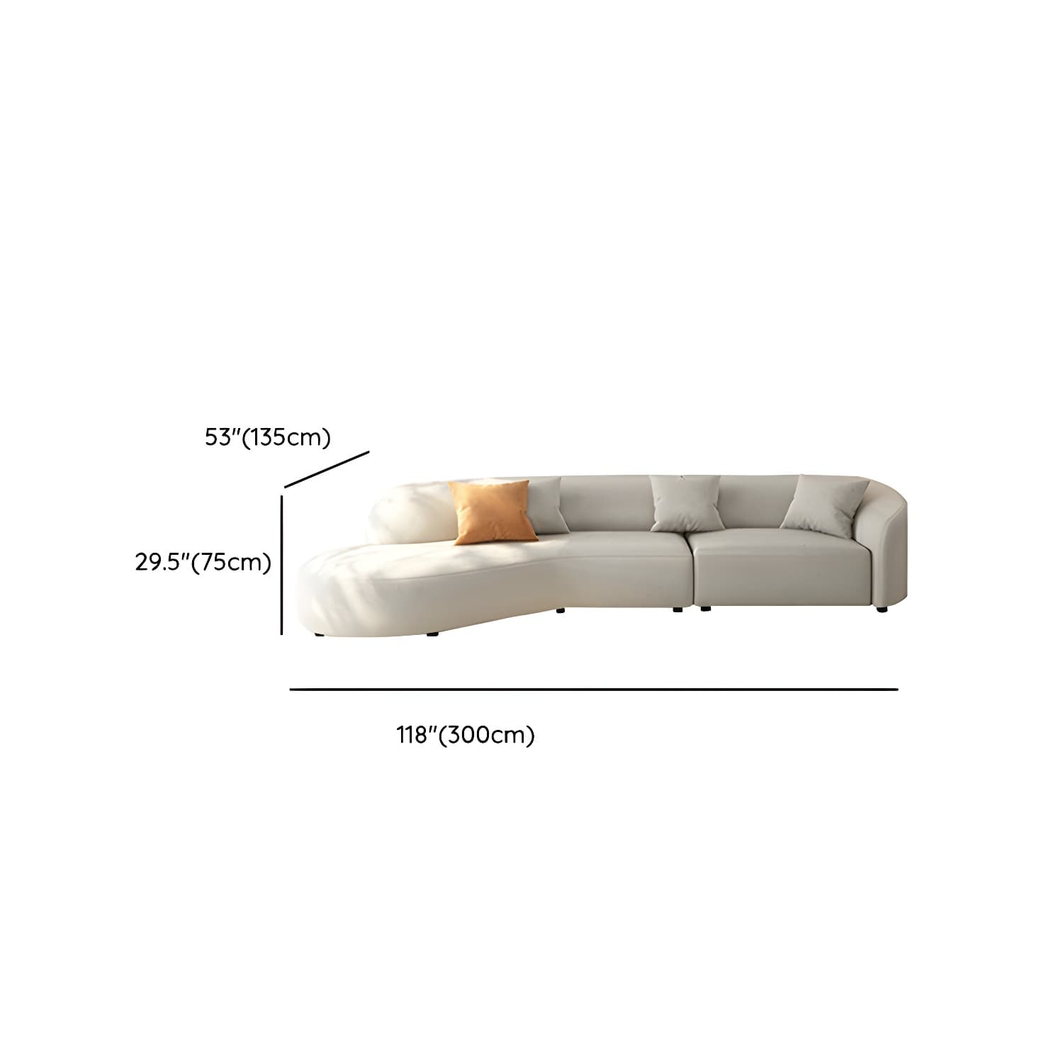 Modern Beige Tech Cloth Stationary Sectional Sofa with Wood Frame and Flared Arms thumbnail 18