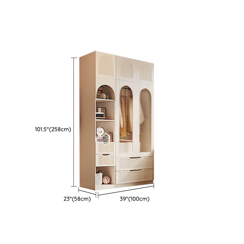 Chalk Almirah in Timber with Clothing Rod, 3 Cabinets/2 Cabinets and 5-Drawer/4-Drawer/3-Drawer in a Minimalist Style, 3-Shelf/2-Shelf Included/Not Included thumbnail 32