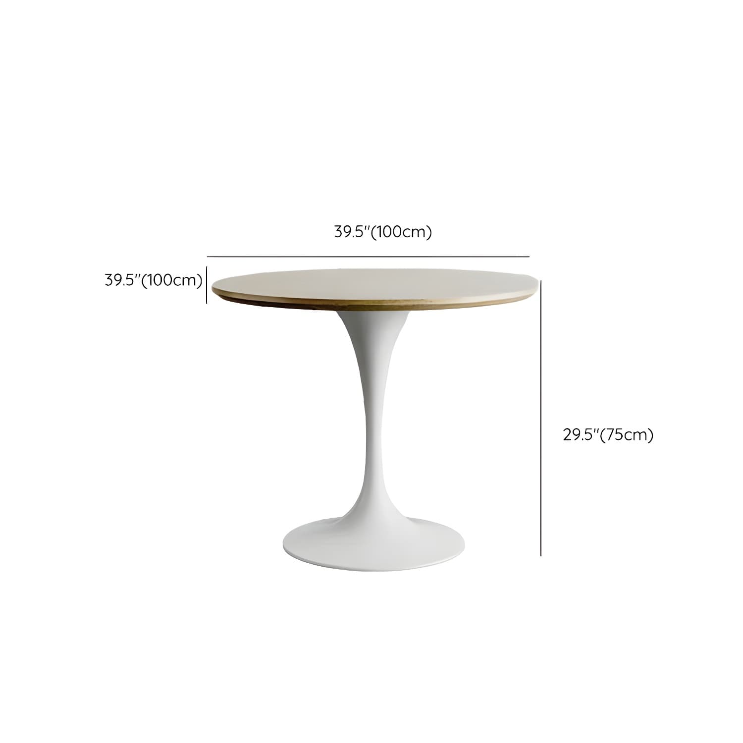 Scandinavian Standard Height Round Wood-Top Dining Table, Metal Tulip Base, Simple Assembly thumbnail 21
