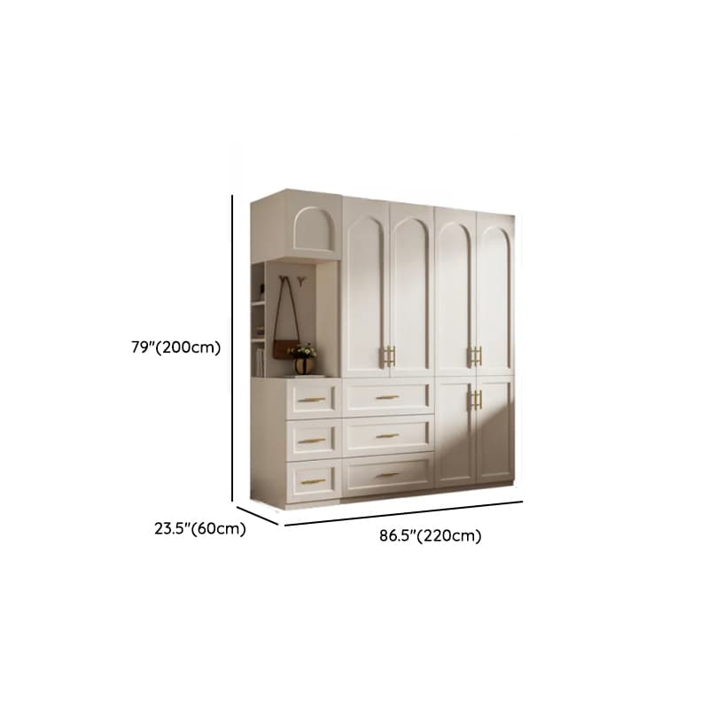 Chalk Modish Laminate Wardrobe Closet with Soft Close Drawer, Soft Close Door, Interior Shelves, and Clothing Rod thumbnail 19