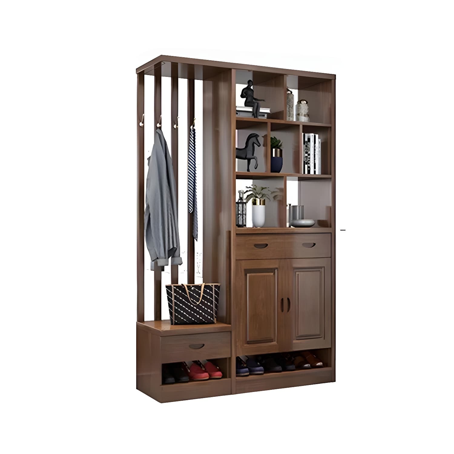 Solid Wood Modern Accent Cabinet with Doors and Drawers for Living Room thumbnail 14