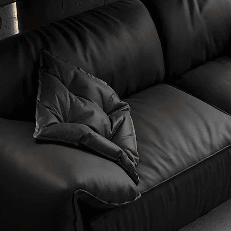 Modish Solid Color Water Resistant Standard Sofa in Midnight Black, Seats 5/4 Person/for 3 with 2 Pillows thumbnail 2