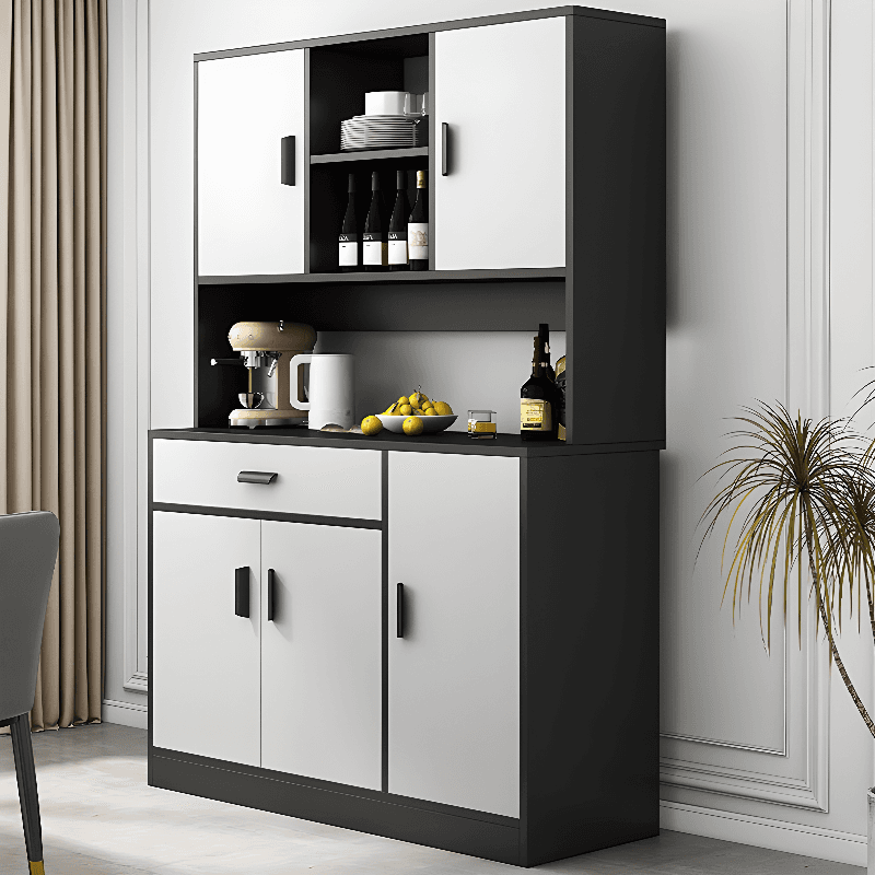Trendy Narrow Kitchen Cabinet Base with Multiple Drawers and Doors, 2/3 Interior Shelves, Compartment Storage, and Lumber Countertop thumbnail 6