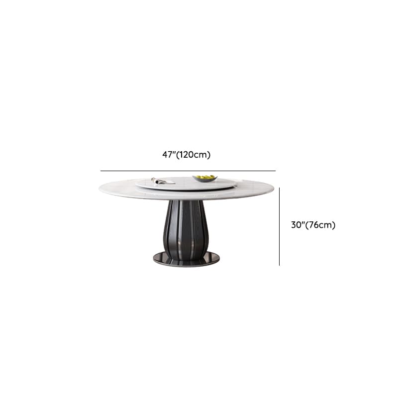 Circular-shaped Slate Stone Dining Table Set with Stump Base, Upholstered Back Chairs, Seats 6 People thumbnail 11